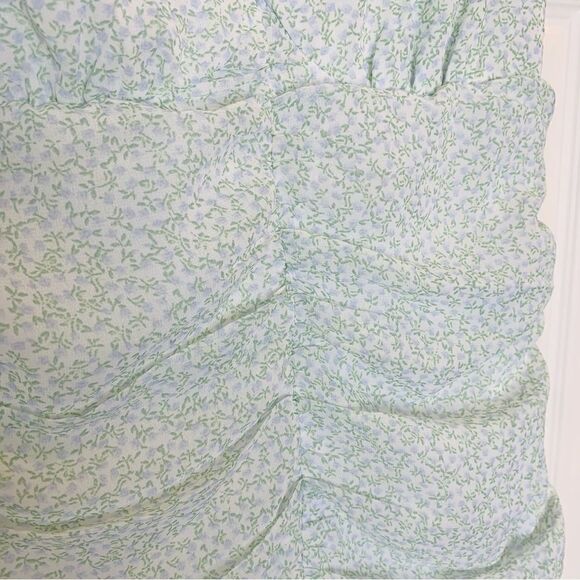 H&M Light Blue Green Floral Draped Dress Size XS - Picture 7 of 9